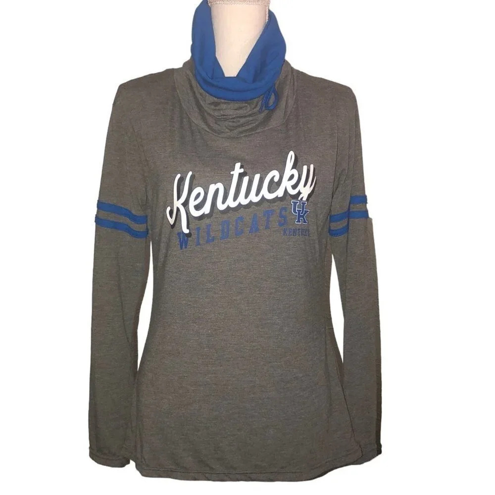 Top OF THE WORLD Sz S Women's UK Kentucky Wildcats Collegiate Blue Gray T-Shirt